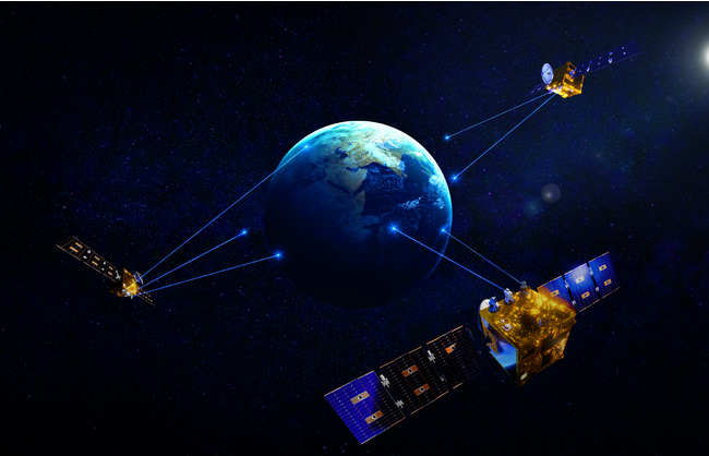 ワープスペースの「WarpHub InterSat」小型光中継衛星群（イメージ）